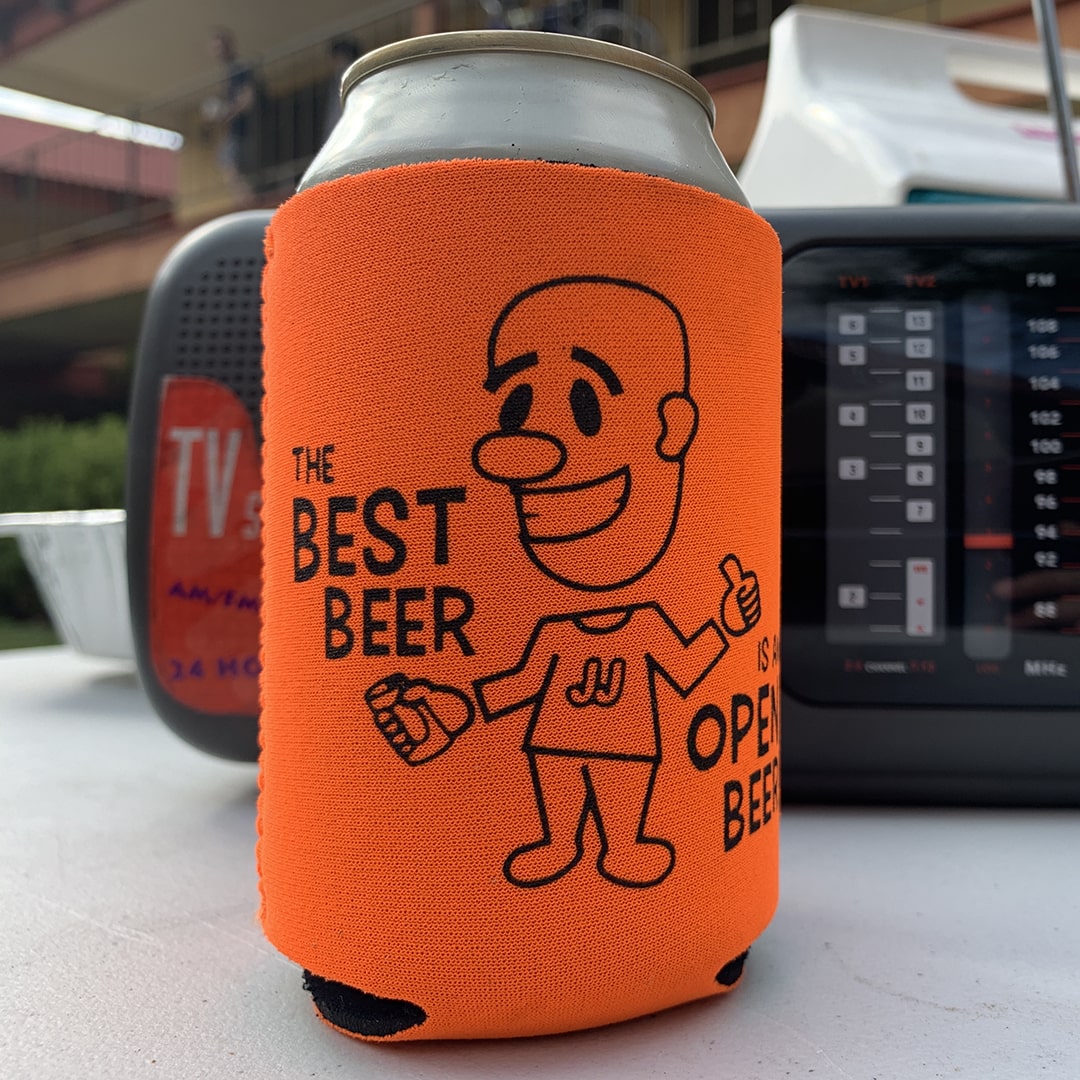 Close-up of JJ Koozie